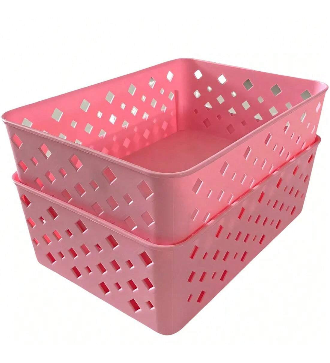 Kit 2 Cestos Empilháveis Rosa